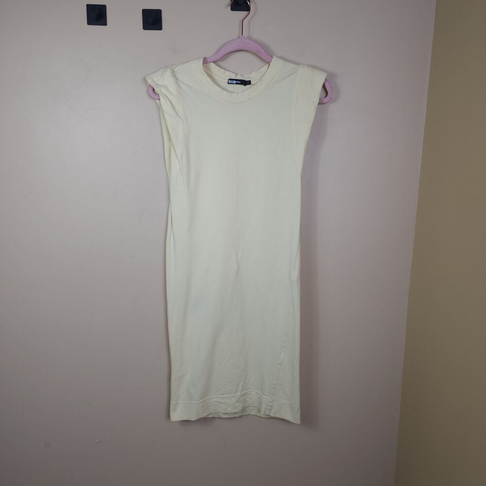 BASSIKE WOMENS DOUBLE JERSEY TURNBACK TANK DRESS in Yellow Size XS